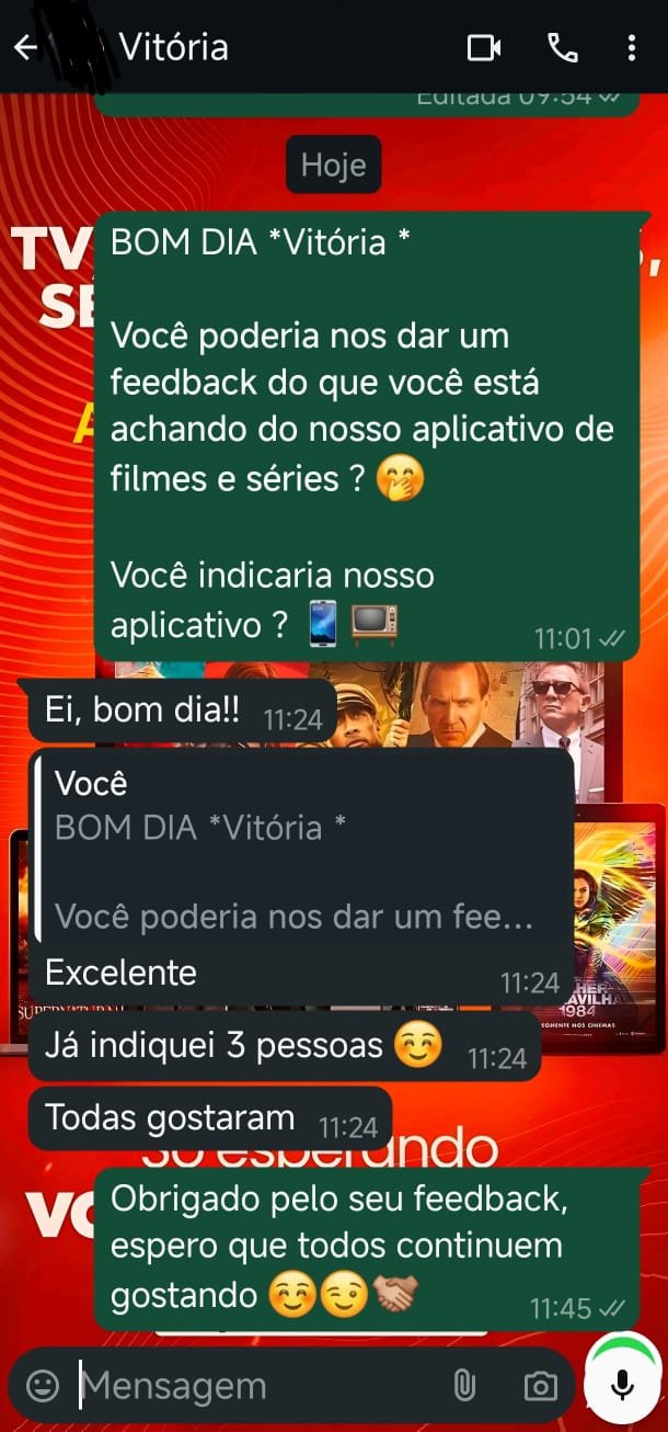Cliente satisfeito com o suporte